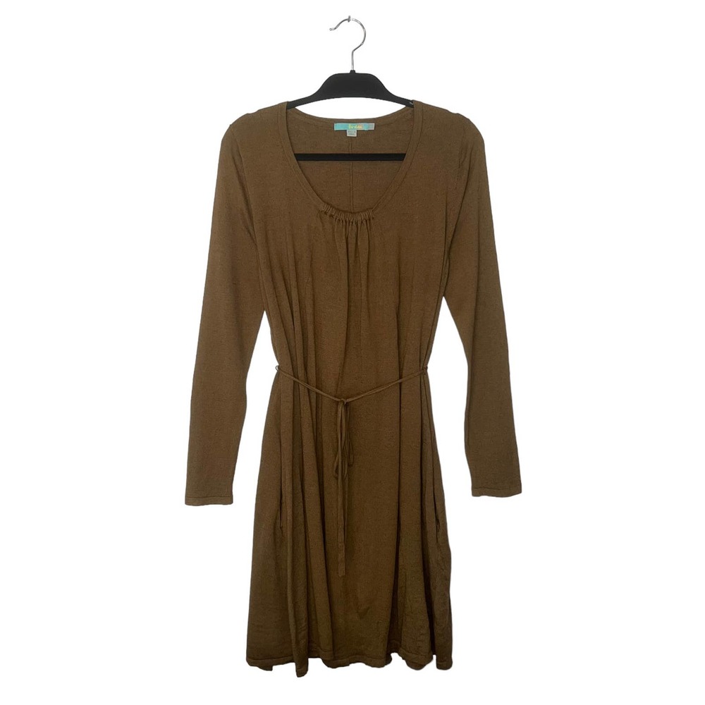Boden Olive Brown Long Sleeve Midi Dress